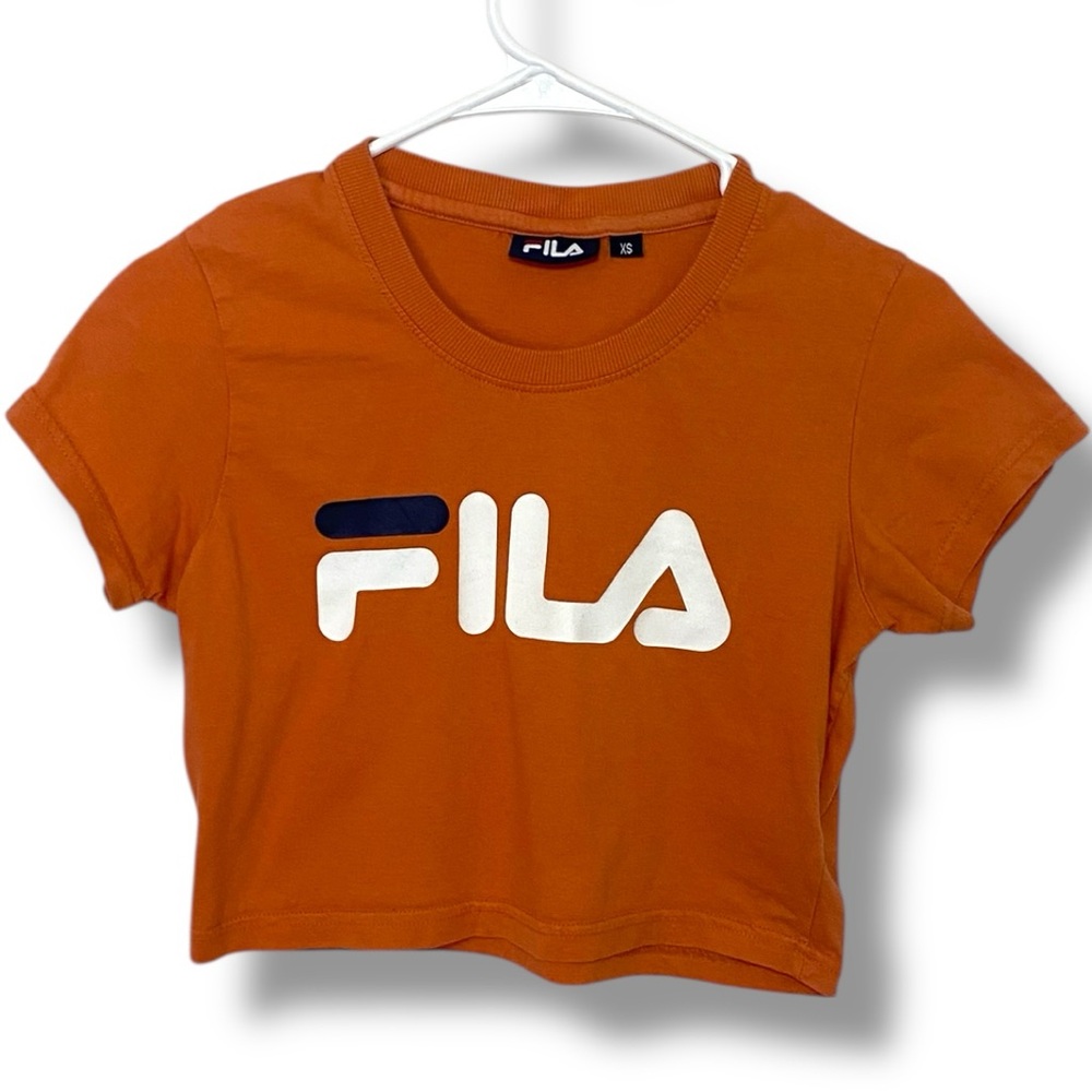 Women’s Fila Crop Top in Bold Orange very 90’s Y2K Style, 100% cotton.